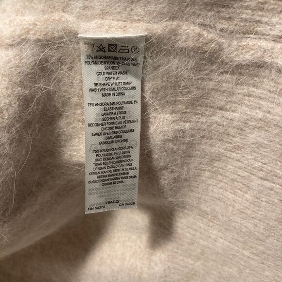 French Connection Women's Angora Vneck Zip Cardigan Sweater Sz M Cream - Picture 7 of 8